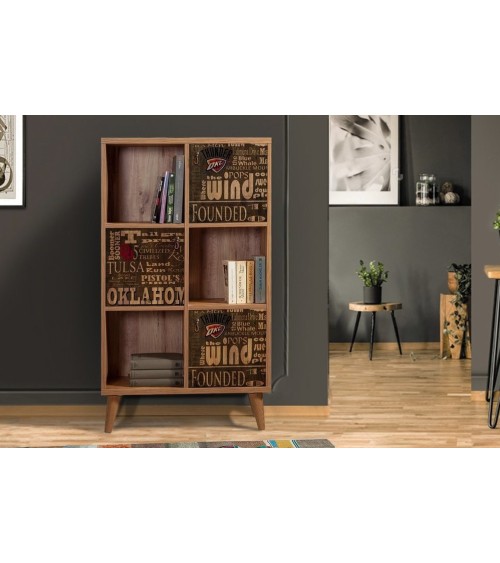 Bibliothèque MOTTO 77 cm bois et motifs