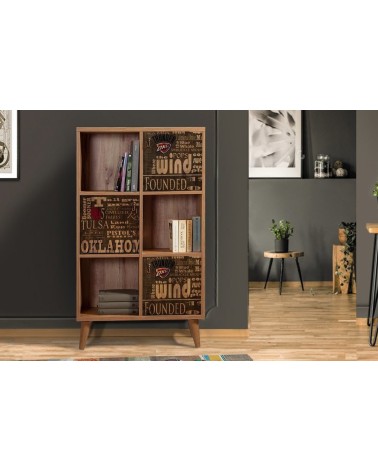 Bibliothèque MOTTO 77 cm bois et motifs