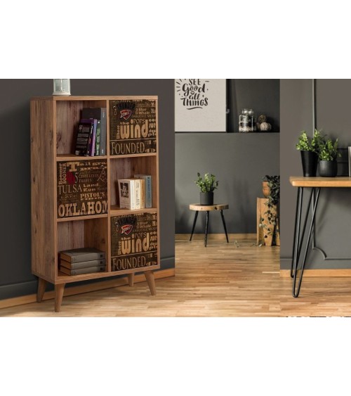 Bibliothèque MOTTO 77 cm bois et motifs