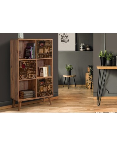 Bibliothèque MOTTO 77 cm bois et motifs