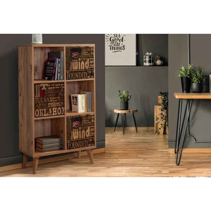 Bibliothèque MOTTO 77 cm bois et motifs