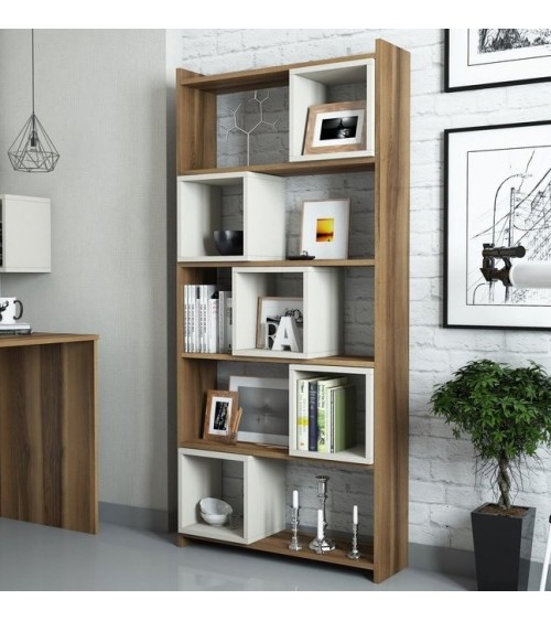 Bibliothèque BOX Noyer - crème 80 cm