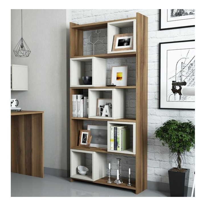 Bibliothèque BOX Noyer - crème 80 cm