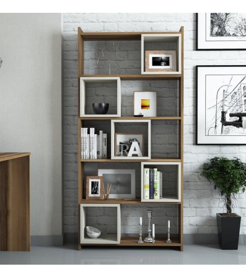 Bibliothèque BOX Noyer - crème 80 cm