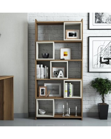 Bibliothèque BOX Noyer - crème 80 cm