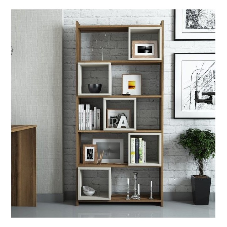 Bibliothèque BOX Noyer - crème 80 cm