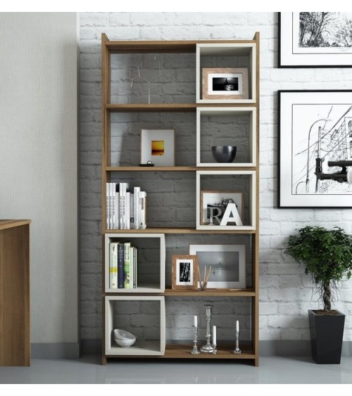 Bibliothèque BOX Noyer - crème 80 cm