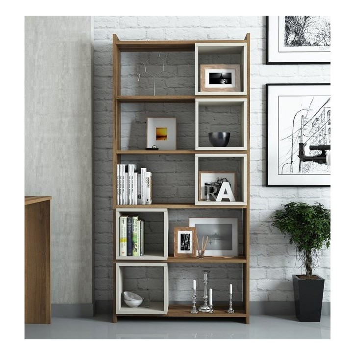 Bibliothèque BOX Noyer - crème 80 cm