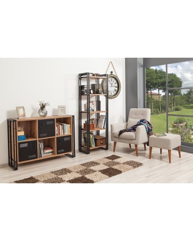 Bibliothèque 60 cm et console 136 cm PENTA bois et métal
