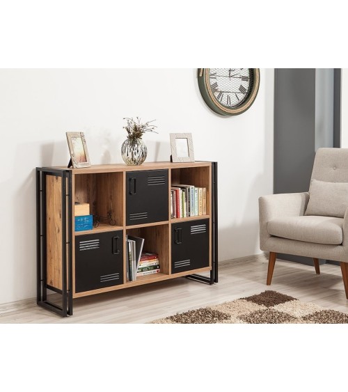 Bibliothèque 60 cm et console 136 cm PENTA bois et métal