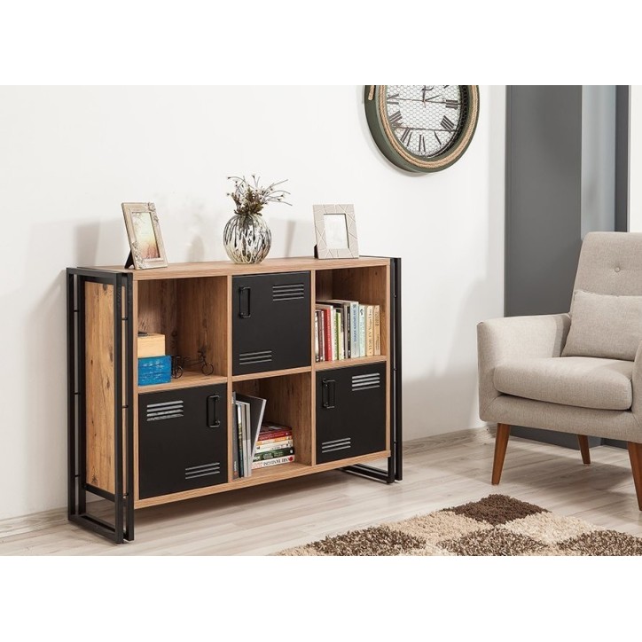Bibliothèque 60 cm et console 136 cm PENTA bois et métal