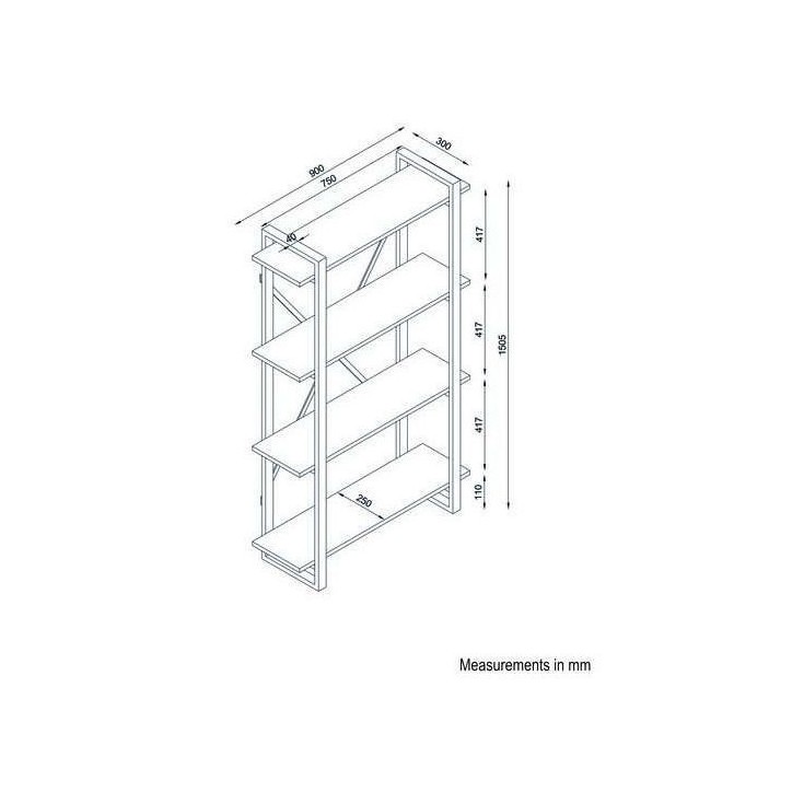 Bibliothèque ALBATROS Noyer 90 cm Bibliothèque ALBATROS Noyer 90 cm