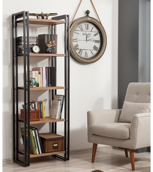 Bibliothèque PENTA 60 cm bois et métal