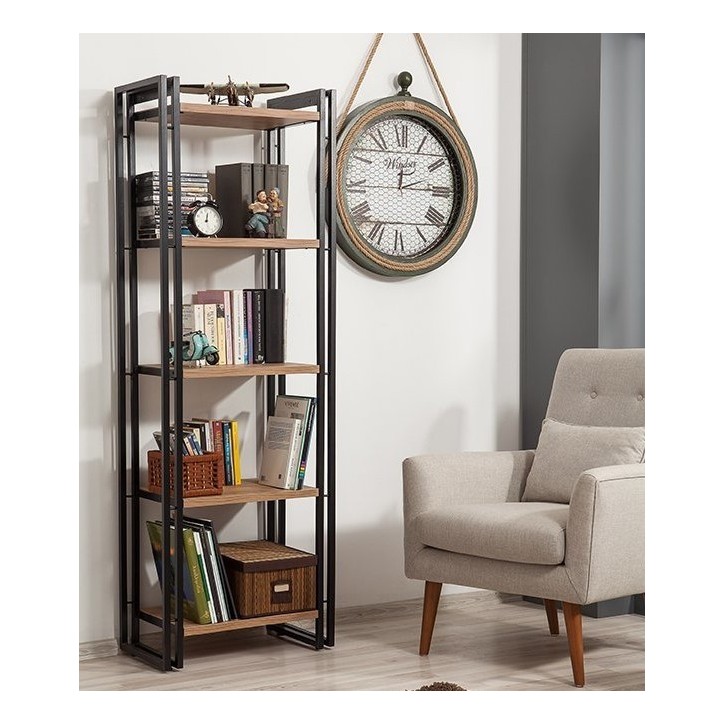 Bibliothèque PENTA 60 cm bois et métal