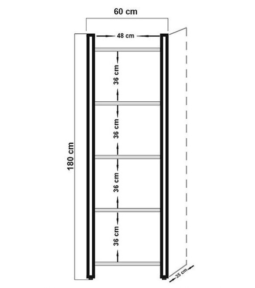 Bibliothèque PENTA 60 cm bois et métal