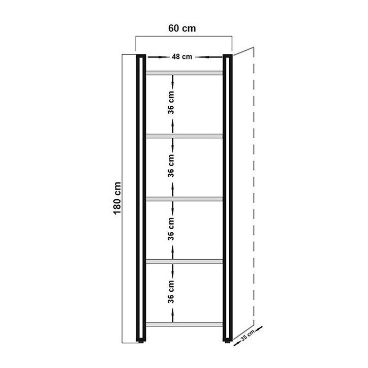 Bibliothèque PENTA 60 cm bois et métal