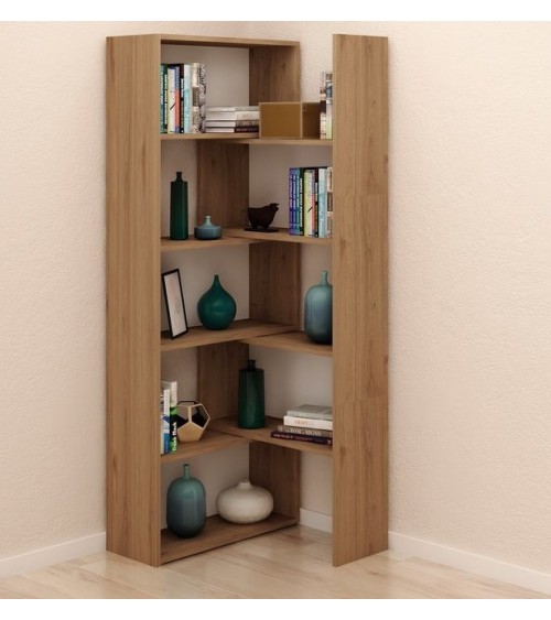 Bibliothèque modulaire mobile PAOLA Chêne 138 cm