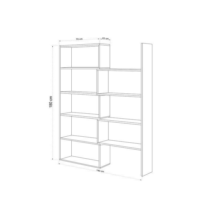 Bibliothèque modulaire mobile PAOLA Chêne 138 cm