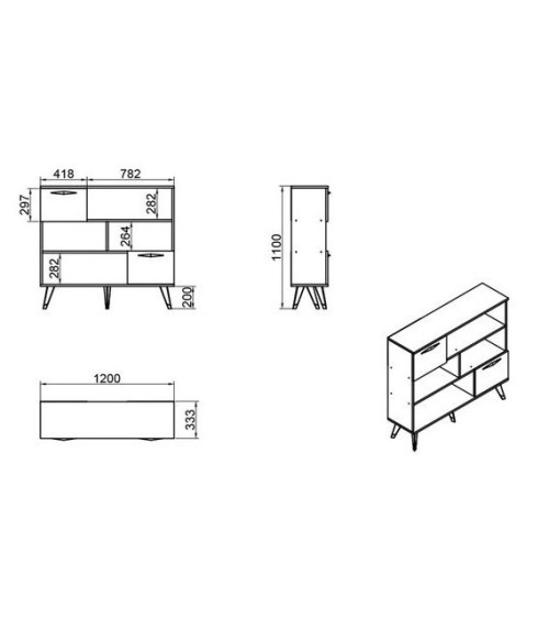 Bibliothèque NESTO 120 cm bois