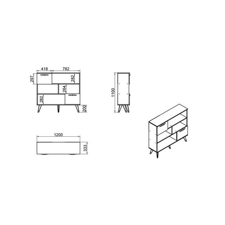 Bibliothèque NESTO 120 cm bois