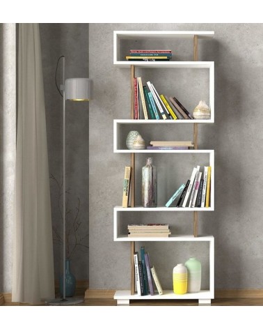 Bibliothèque BLOCK Blanc - noyer 60 cm
