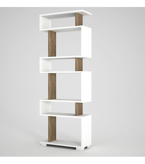 Bibliothèque BLOCK Blanc - noyer 60 cm