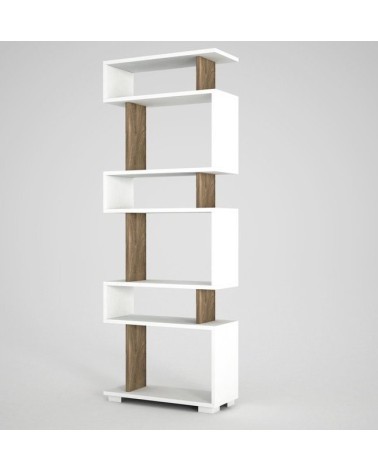 Bibliothèque BLOCK Blanc - noyer 60 cm