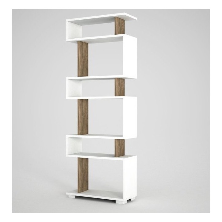 Bibliothèque BLOCK Blanc - noyer 60 cm