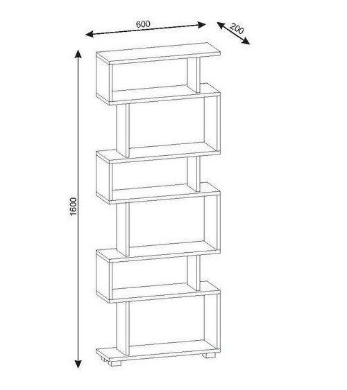 Bibliothèque BLOCK Blanc - noyer 60 cm
