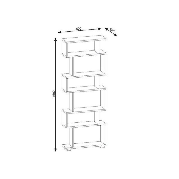 Bibliothèque BLOCK Blanc - noyer 60 cm