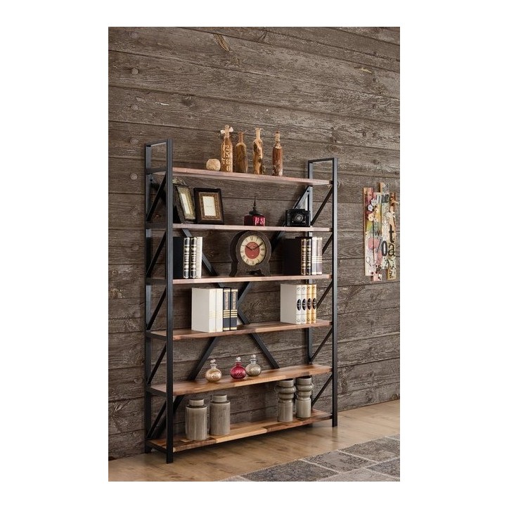 Bibliothèque DUBLIN 100 CM noyer et métal