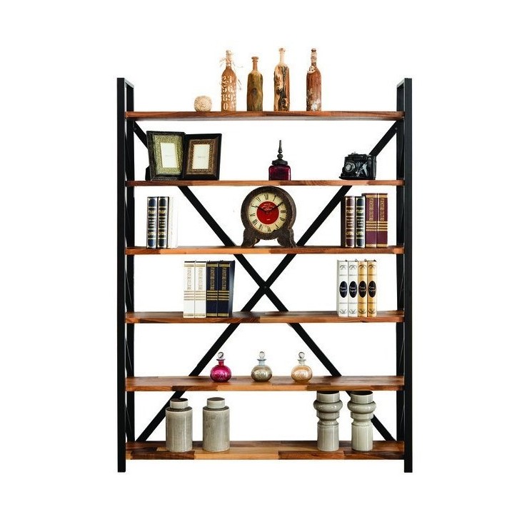 Bibliothèque DUBLIN 100 CM noyer et métal