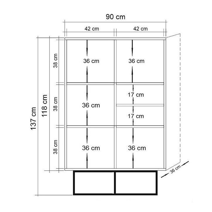 Bibliothèque TAXON 752 bois 93 cm