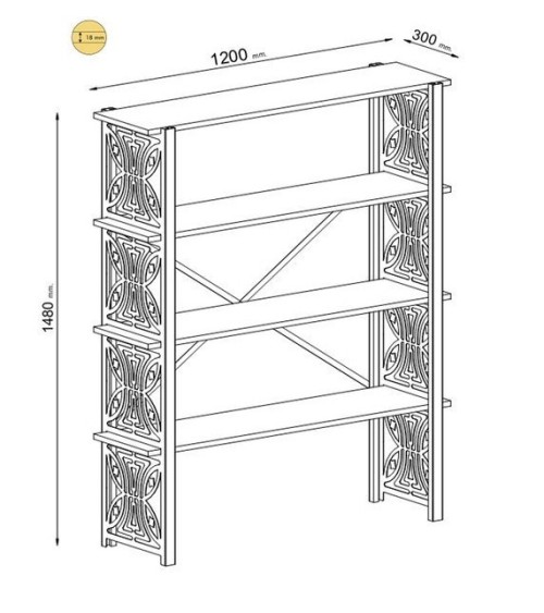 Bibliothèque HEMERA 120 cm bois et métal
