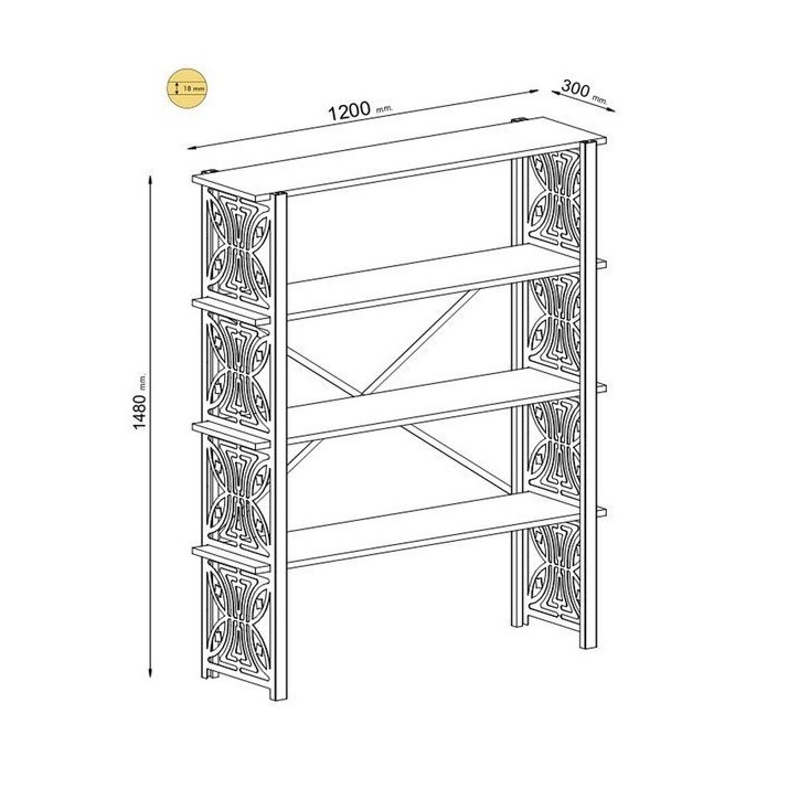 Bibliothèque HEMERA 120 cm bois et métal