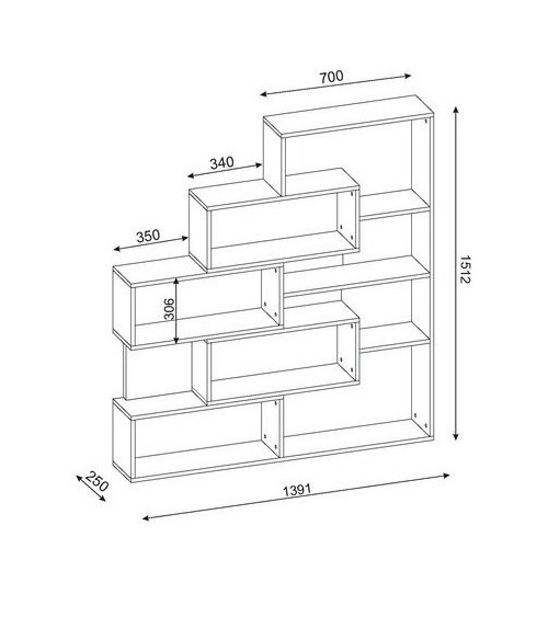 Bibliothèque MARLA Noyer - blanc 139 cm blanc et noyer