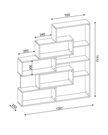 Bibliothèque MARLA Noyer - blanc 139 cm blanc et noyer