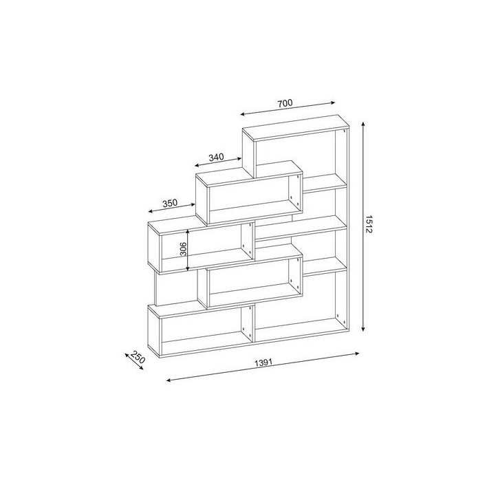 Bibliothèque MARLA Noyer - blanc 139 cm blanc et noyer