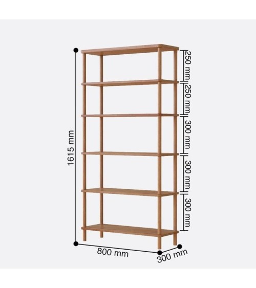 Bibliothèque DEMONTHA 80 x 161 CM hêtre