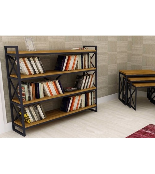 Bibliothèque WESTON 120 cm bois et métal