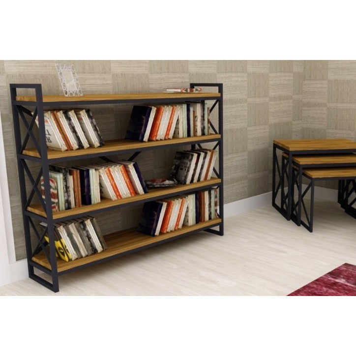 Bibliothèque WESTON 120 cm bois et métal