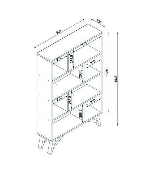 Bibliothèque FLAMINGO Noyer 90 cm