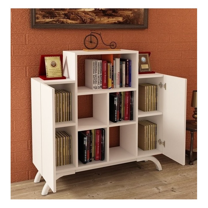 Bibliothèque console ANETTE Blanc 112 cm