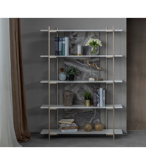 Bibliothèque LOFT 120 cm blanc et doré