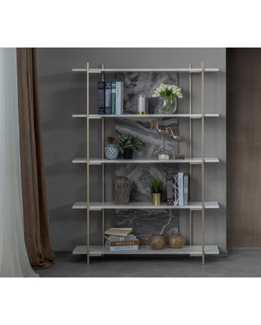 Bibliothèque LOFT 120 cm blanc et doré