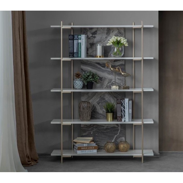 Bibliothèque LOFT 120 cm blanc et doré