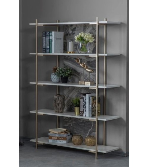 Bibliothèque LOFT 120 cm blanc et doré