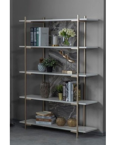 Bibliothèque LOFT 120 cm blanc et doré