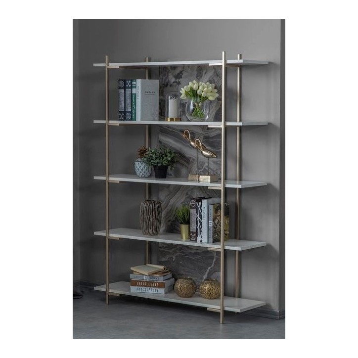 Bibliothèque LOFT 120 cm blanc et doré