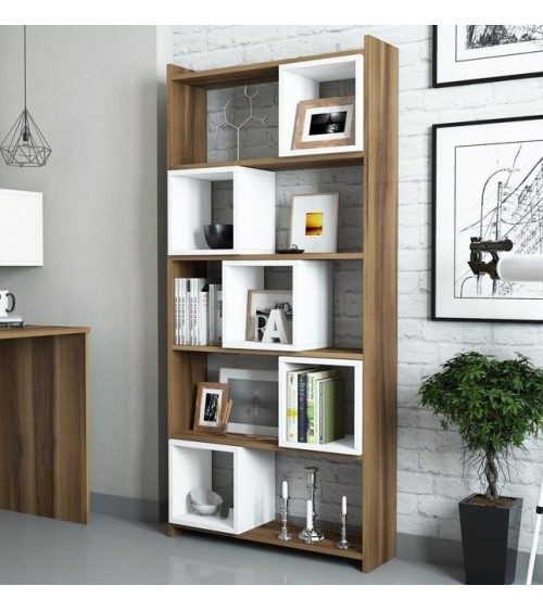 Bibliothèque BOX Noyer - blanc 80 cm